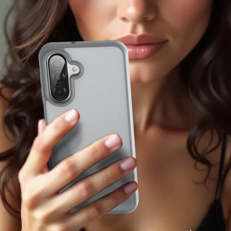 Funda híbrida de TPU translúcida Fanying Series para Samsung Galaxy A26 5G (gris plateado)