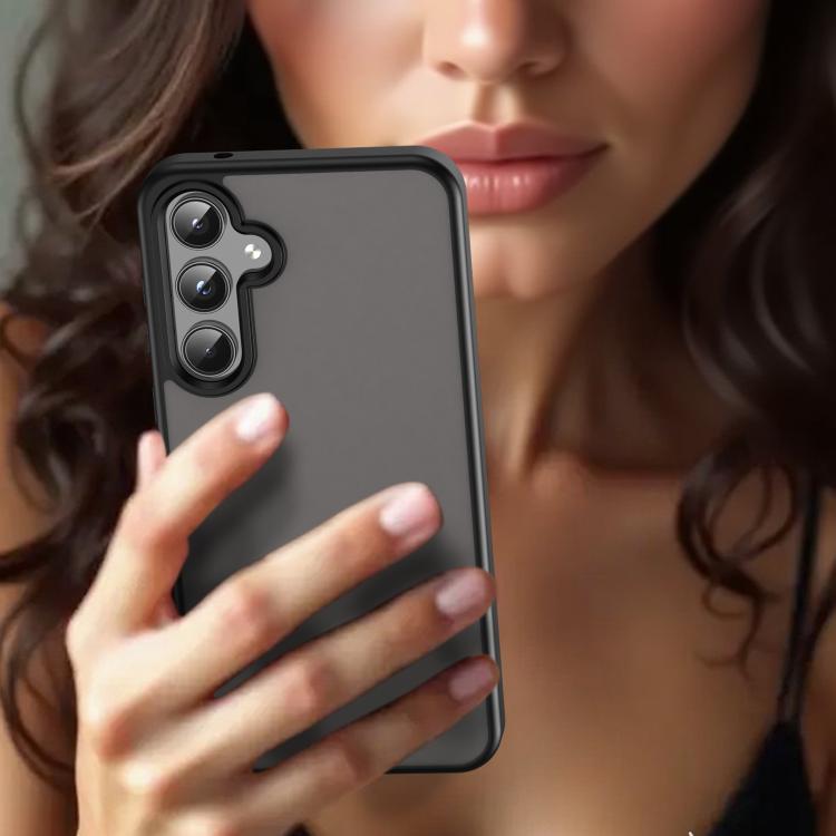 Funda híbrida de TPU translúcida para Samsung Galaxy A55 5G Fanying Series (negro translúcido)