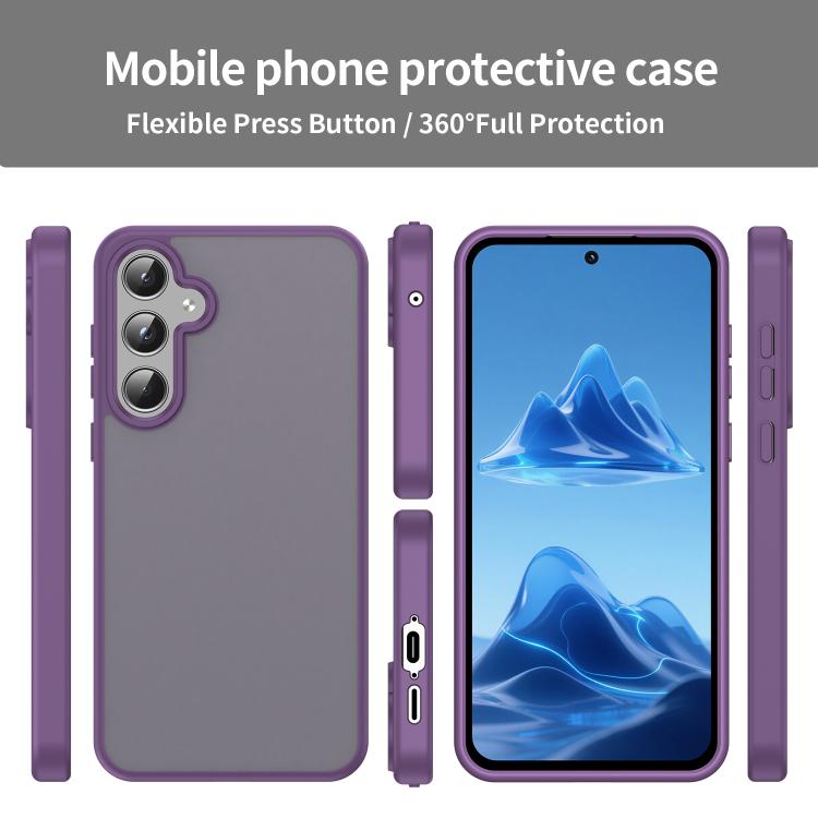 Funda híbrida de TPU translúcida y esmerilada para Samsung Galaxy A55 5G (morado cristal)