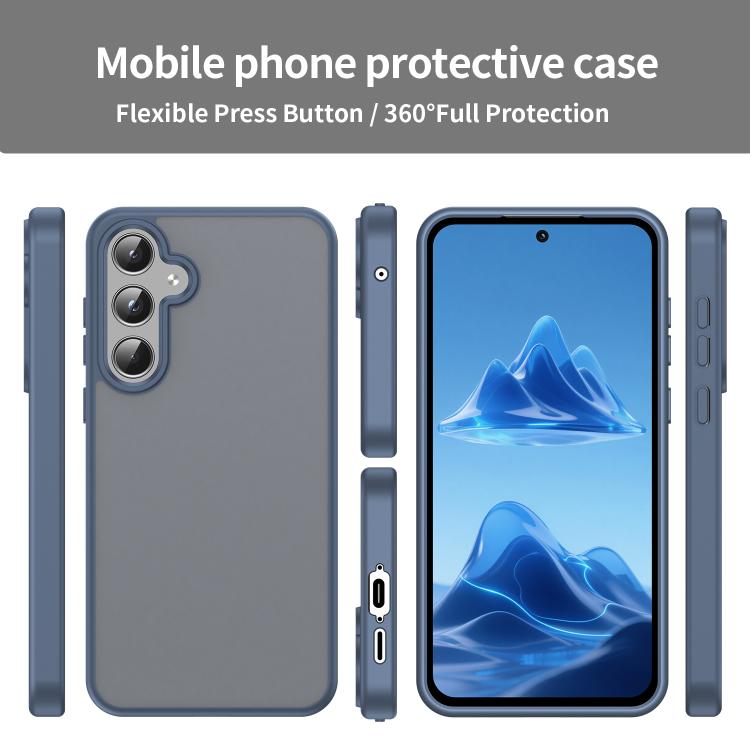 Funda híbrida de TPU translúcida y esmerilada para Samsung Galaxy A55 5G (azul cian)