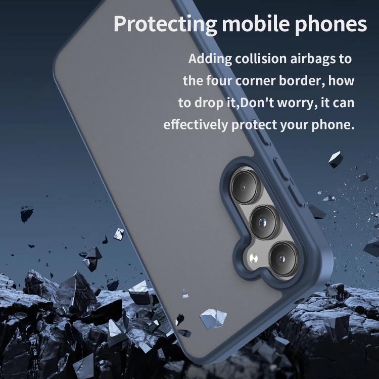 Funda híbrida de TPU translúcida y esmerilada para Samsung Galaxy A55 5G (azul cian)