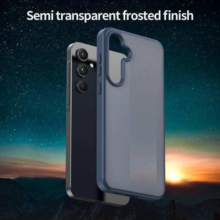 Funda híbrida de TPU translúcida y esmerilada para Samsung Galaxy A55 5G (azul cian)