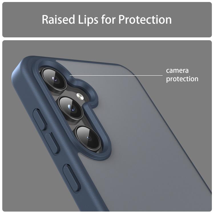Funda híbrida de TPU translúcida y esmerilada para Samsung Galaxy A55 5G (azul cian)