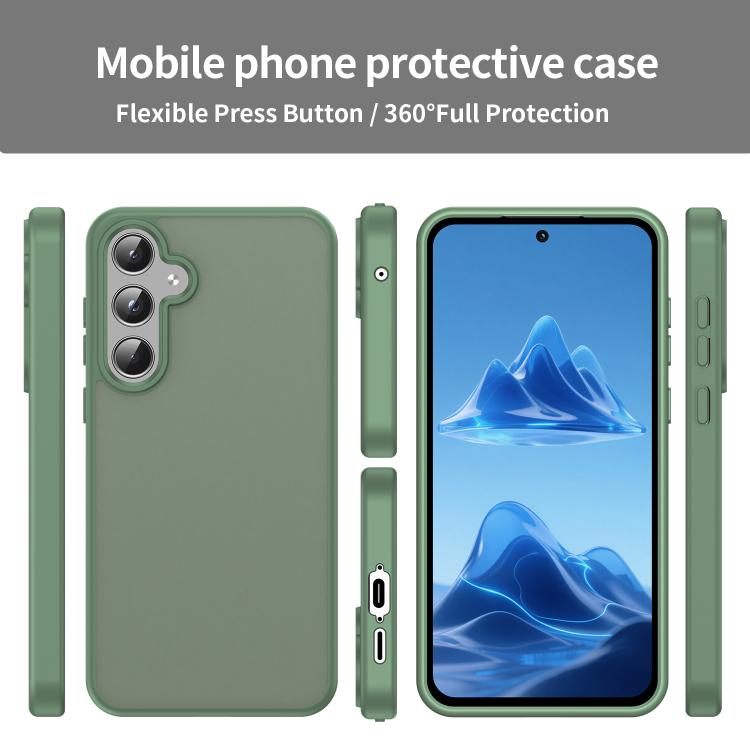 Funda híbrida de TPU translúcida y esmerilada para Samsung Galaxy A55 5G (verde oliva)