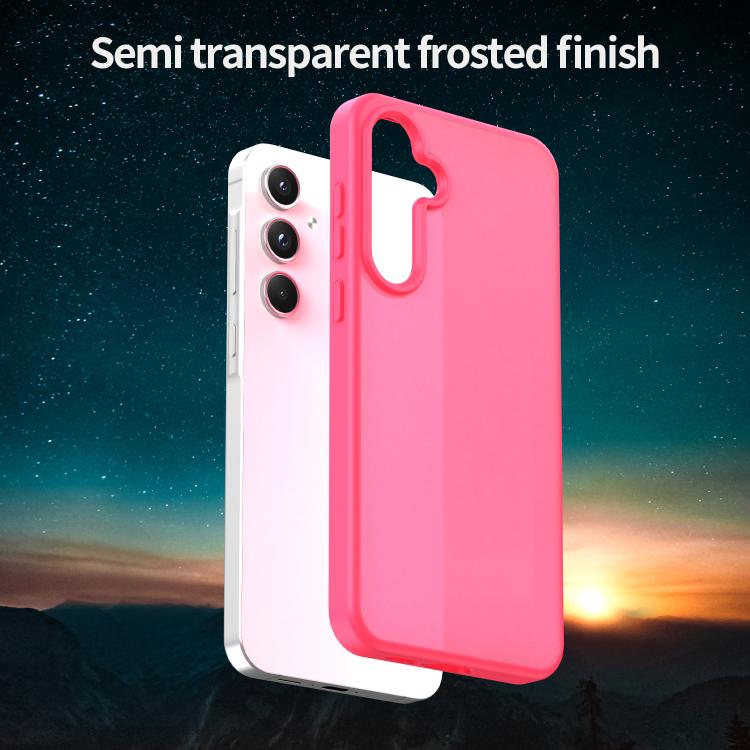 Funda híbrida de TPU translúcida y esmerilada para Samsung Galaxy A55 5G (rosa)