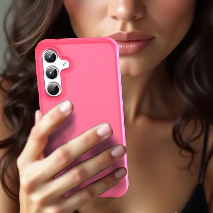 Funda híbrida de TPU translúcida y esmerilada para Samsung Galaxy A55 5G (rosa)
