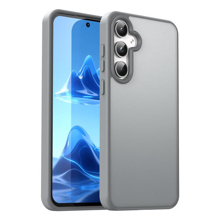 Funda híbrida de TPU translúcida y esmerilada para Samsung Galaxy A55 5G (gris plateado)