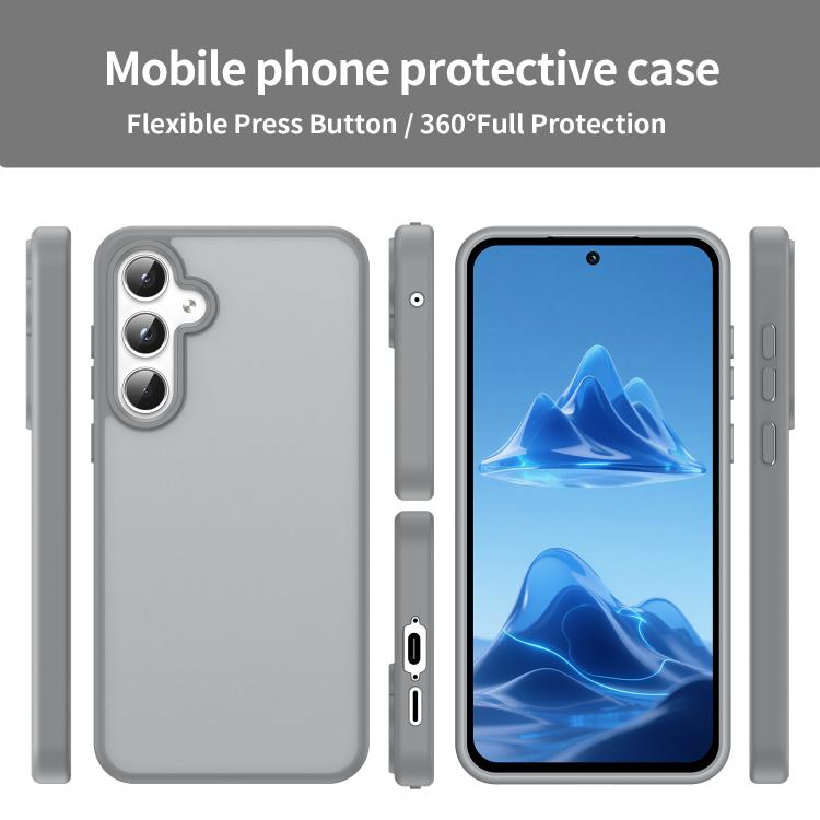 Funda híbrida de TPU translúcida y esmerilada para Samsung Galaxy A55 5G (gris plateado)