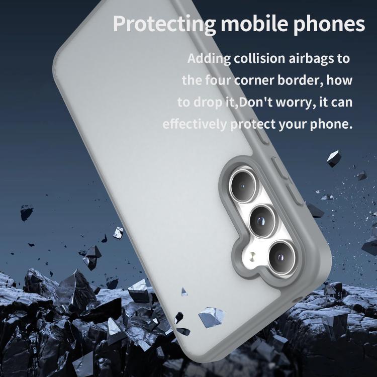Funda híbrida de TPU translúcida y esmerilada para Samsung Galaxy A55 5G (gris plateado)