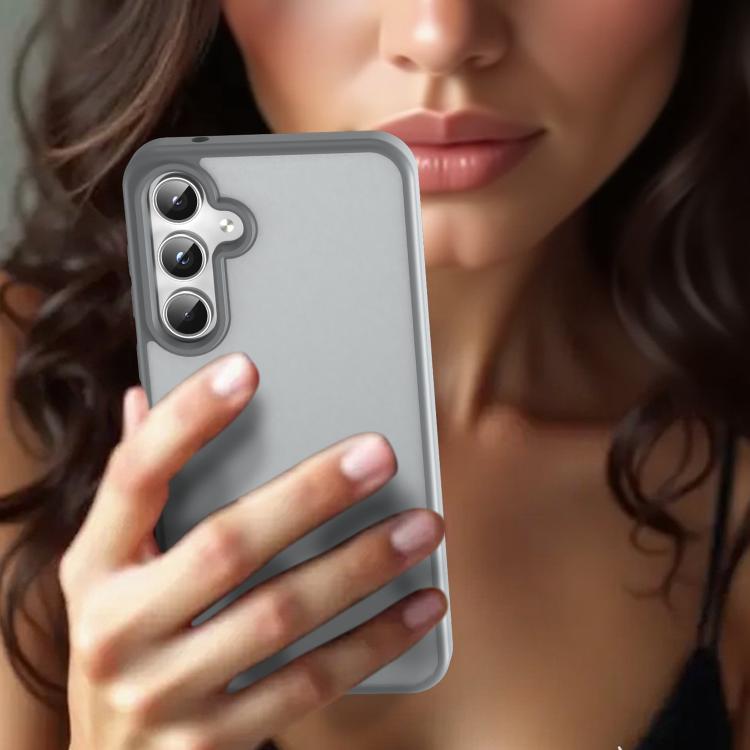 Funda híbrida de TPU translúcida y esmerilada para Samsung Galaxy A55 5G (gris plateado)