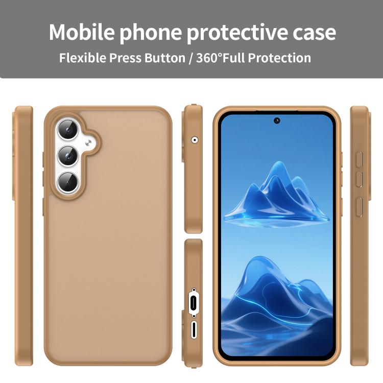 Funda híbrida de TPU translúcida y esmerilada para Samsung Galaxy A55 5G (Dorado desierto)