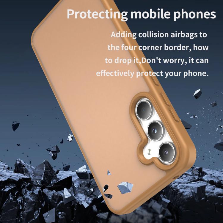 Funda híbrida de TPU translúcida y esmerilada para Samsung Galaxy A55 5G (Dorado desierto)