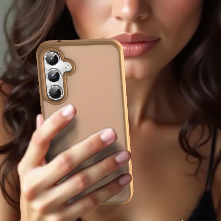 Funda híbrida de TPU translúcida y esmerilada para Samsung Galaxy A55 5G (Dorado desierto)