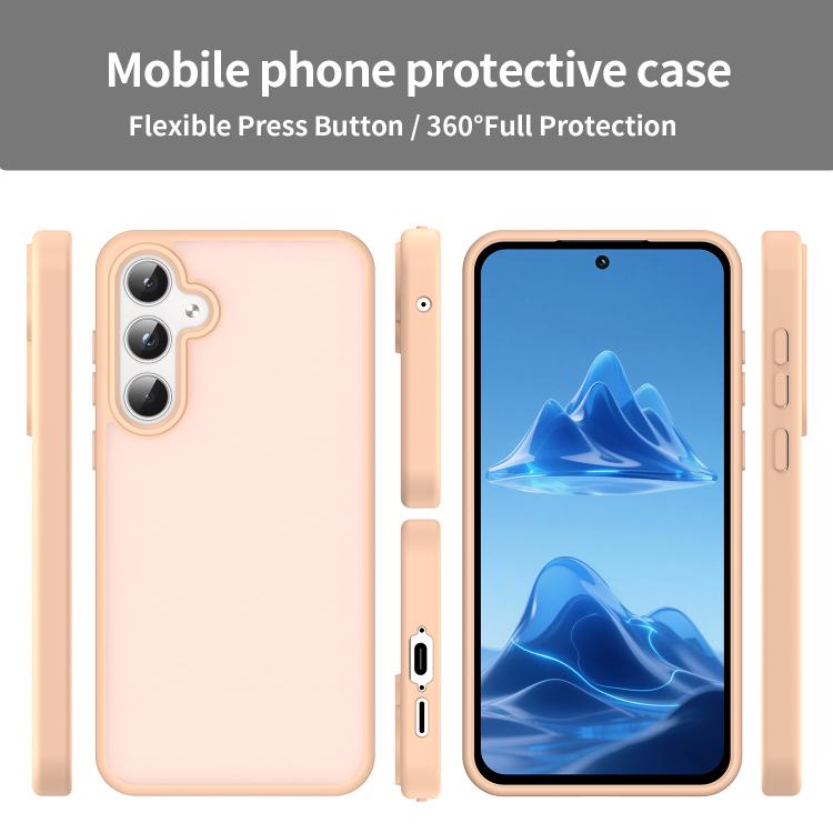 Funda híbrida de TPU translúcida y esmerilada para Samsung Galaxy A55 5G, serie Fanying (polvo rojo)