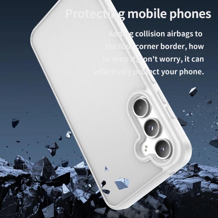 Funda híbrida de TPU translúcida y esmerilada para Samsung Galaxy A55 5G (blanco mate)