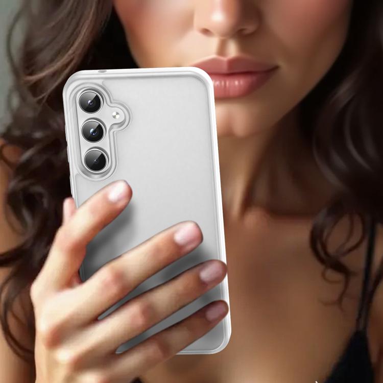 Funda híbrida de TPU translúcida y esmerilada para Samsung Galaxy A55 5G (blanco mate)