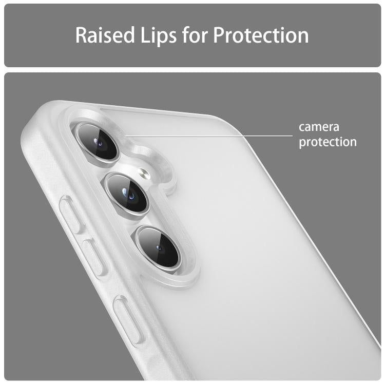 Funda híbrida de TPU translúcida y esmerilada para Samsung Galaxy A55 5G (blanco mate)