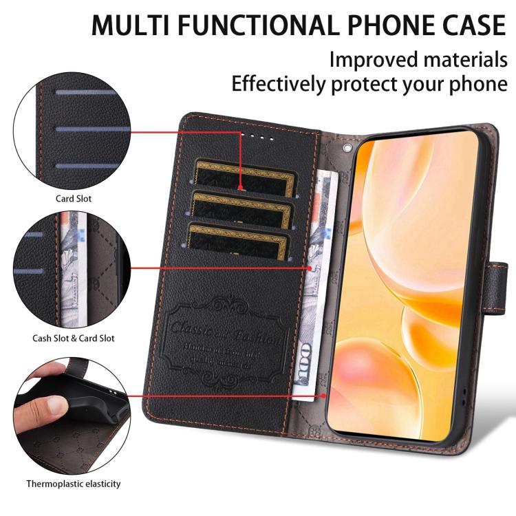 Funda de cuero con textura Litchi para Samsung Galaxy S20 FE, con bloqueo RFID y capacidad para 3 tarjetas (negro)