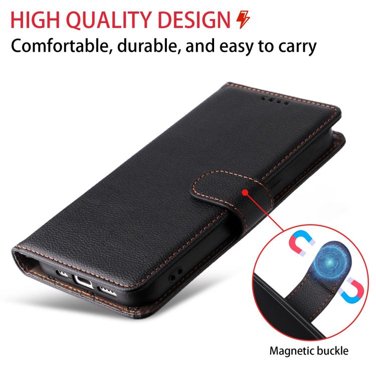 Funda de cuero con textura Litchi para Samsung Galaxy S20 FE, con bloqueo RFID y capacidad para 3 tarjetas (negro)