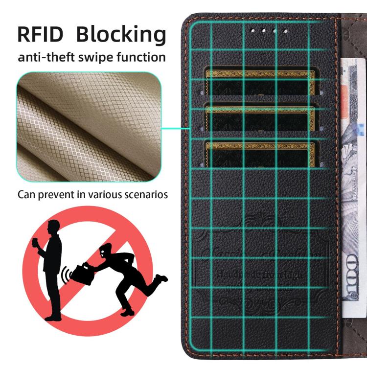 Funda de cuero con textura Litchi para Samsung Galaxy S20 FE, con bloqueo RFID y capacidad para 3 tarjetas (negro)