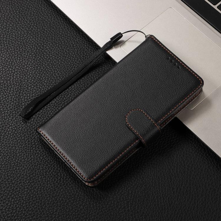 Funda de cuero con textura Litchi para Samsung Galaxy S20 FE, con bloqueo RFID y capacidad para 3 tarjetas (negro)