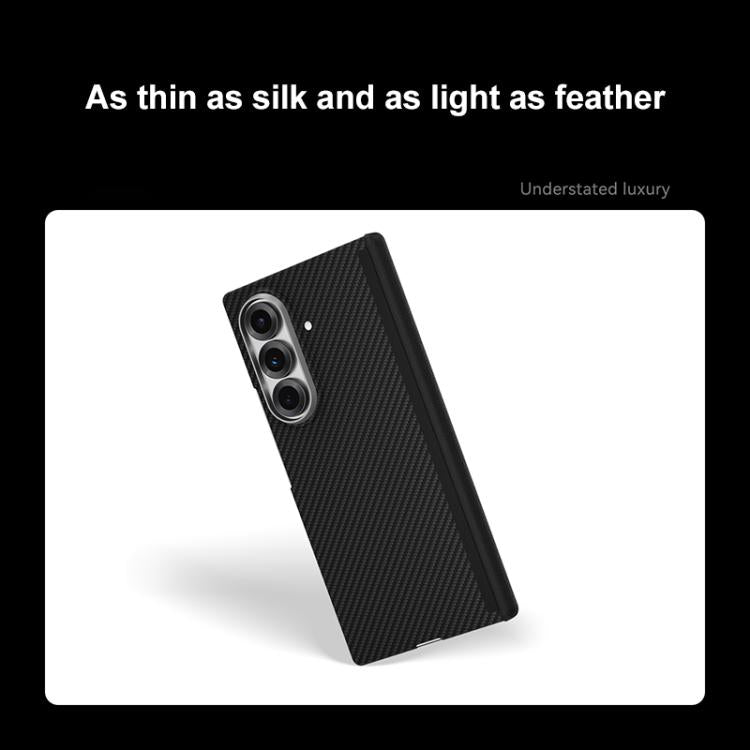 Funda MagSafe de fibra de carbono de grano fino 600D para Samsung Galaxy Z Fold7 5G (negra)