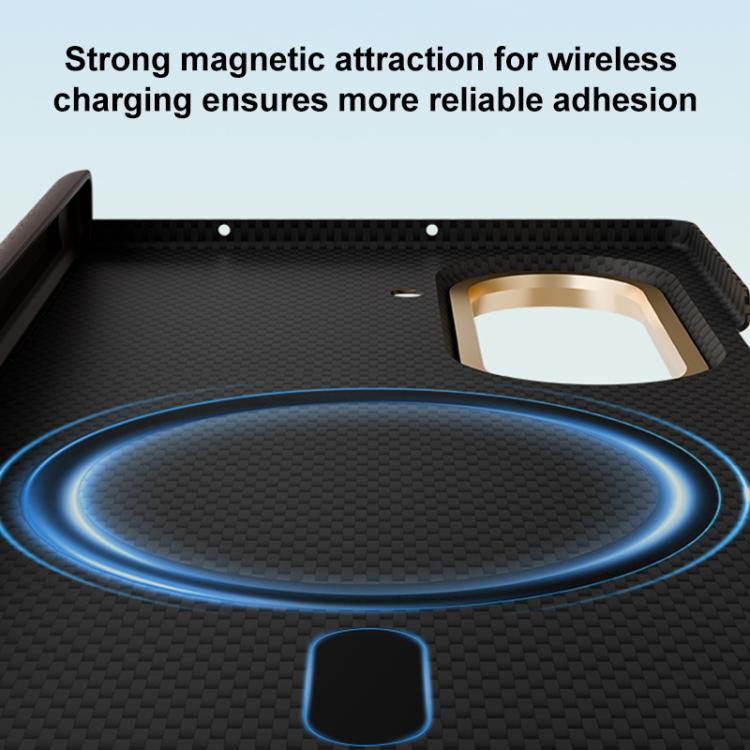 Funda con marco de metal y centro magnético de nanofibra MagSafe para Samsung Galaxy Z Fold7 5G (dorada)