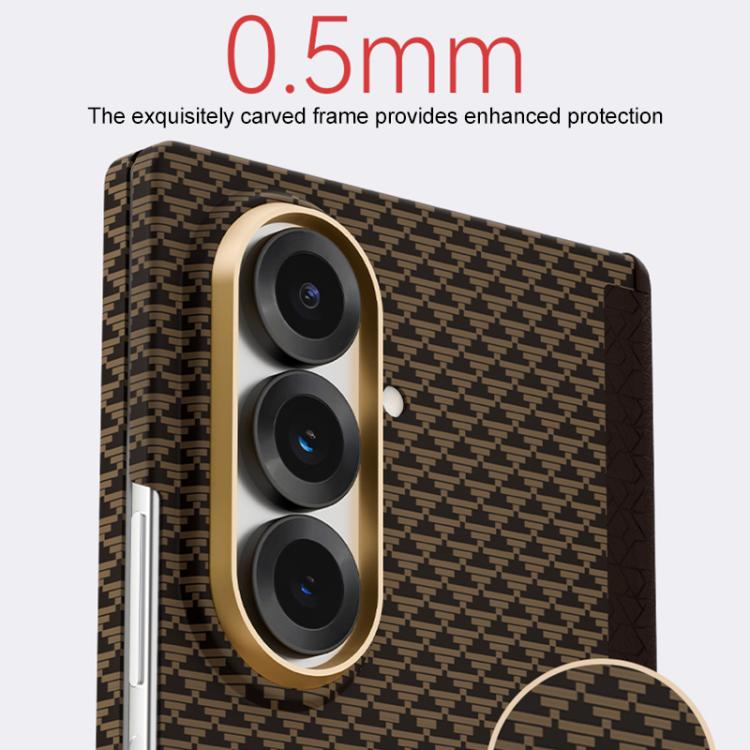 Funda con marco de metal y centro magnético de nanofibra MagSafe para Samsung Galaxy Z Fold7 5G (dorada)