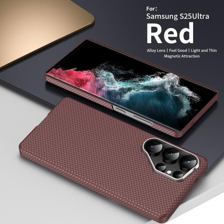 Funda magnética de nanofibra MagSafe para Samsung Galaxy S25 Ultra 5G (roja)