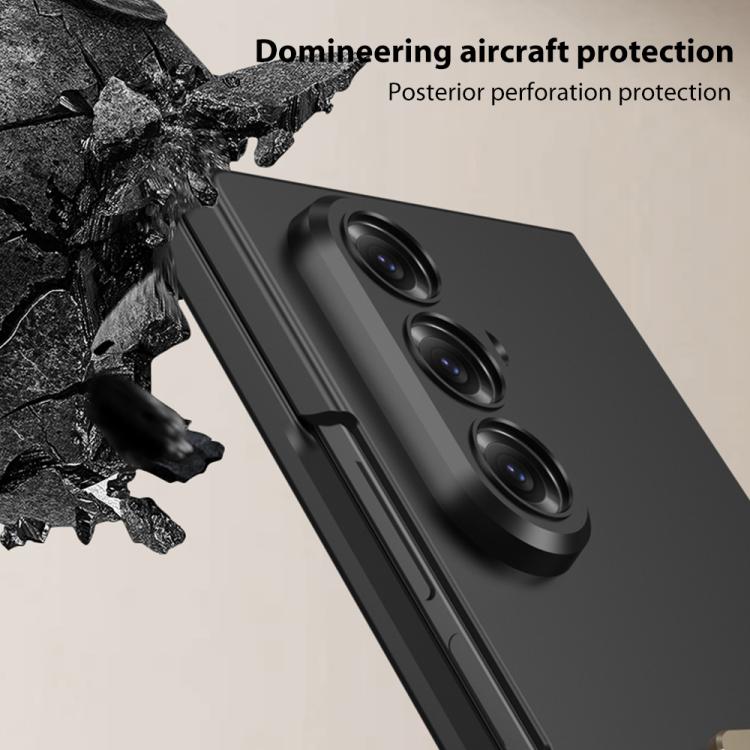 Funda ultrafina GKK con correa de muñeca integrada y soporte giratorio para Samsung Galaxy Z Fold7 5G (gris titanio)