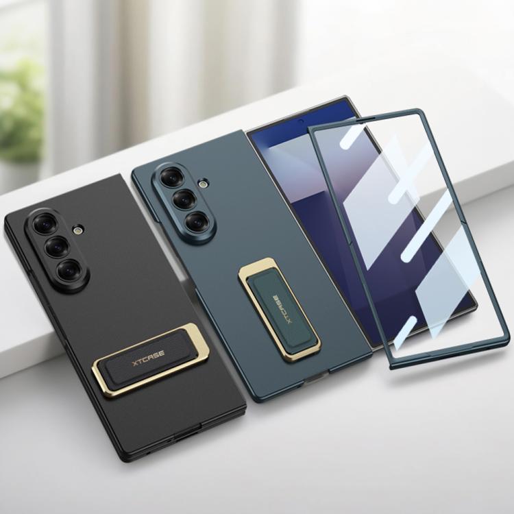 Funda ultrafina con correa de muñeca integrada y soporte giratorio para Samsung Galaxy Z Fold7 5G GKK (negro)
