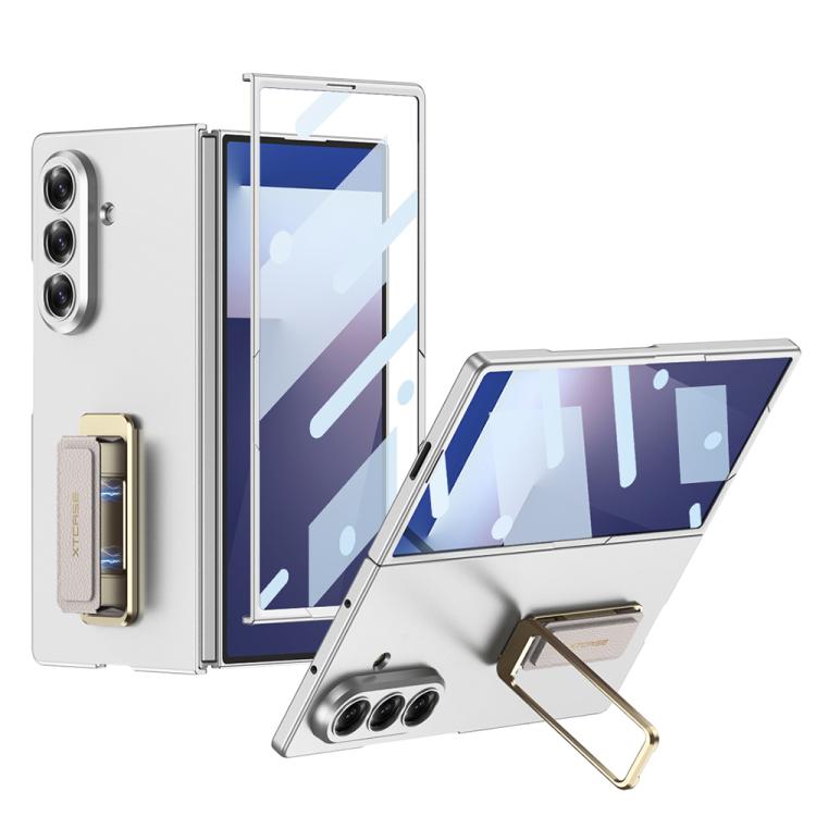 Funda ultrafina con correa de muñeca integrada y soporte giratorio para Samsung Galaxy Z Fold7 5G GKK (plateada)