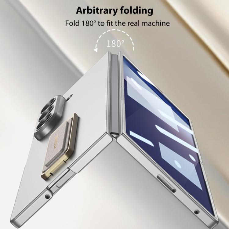 Funda ultrafina con correa de muñeca integrada y soporte giratorio para Samsung Galaxy Z Fold7 5G GKK (plateada)
