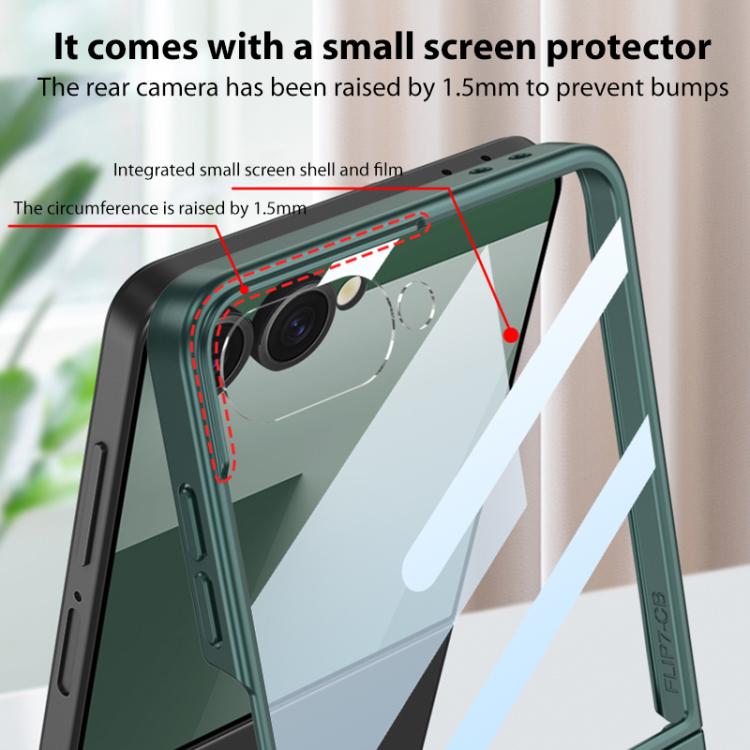 Funda ultrafina con correa de muñeca integrada y soporte giratorio para Samsung Galaxy Z Flip7 5G GKK (verde)