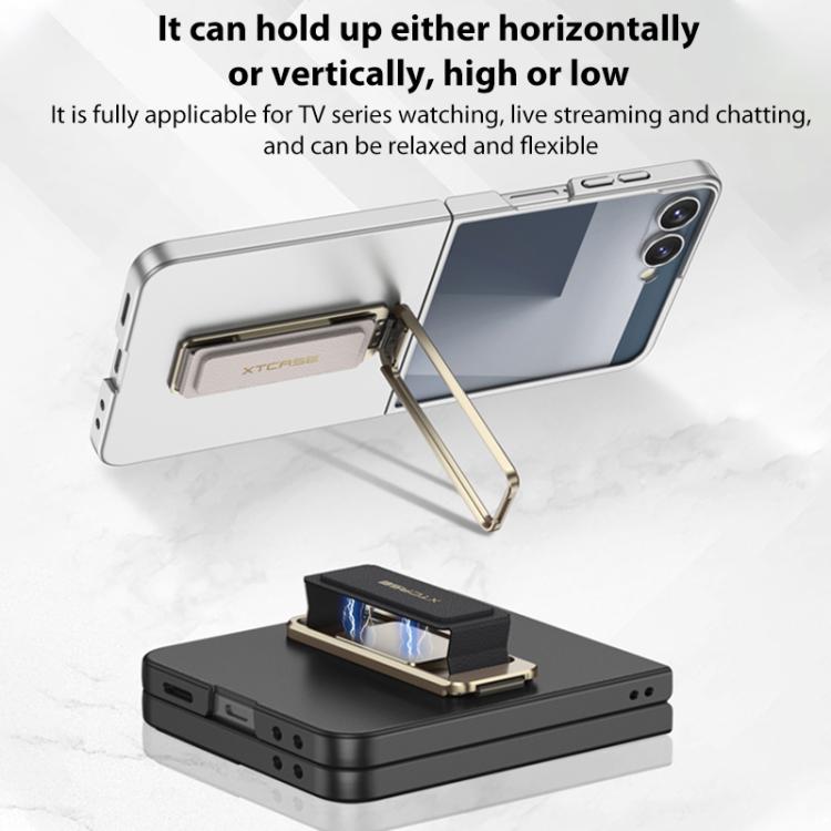 Funda ultrafina GKK con correa de muñeca integrada y soporte giratorio para Samsung Galaxy Z Flip7 5G (plateada)