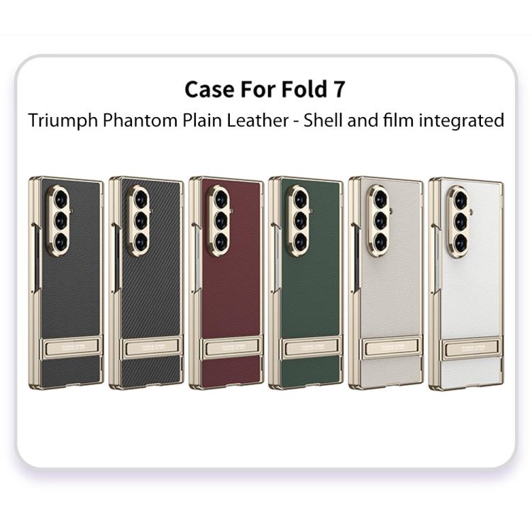 Funda de cuero magnética Triumph Phantom integrada GKK con soporte para Samsung Galaxy Z Fold7 5G (gris titanio)