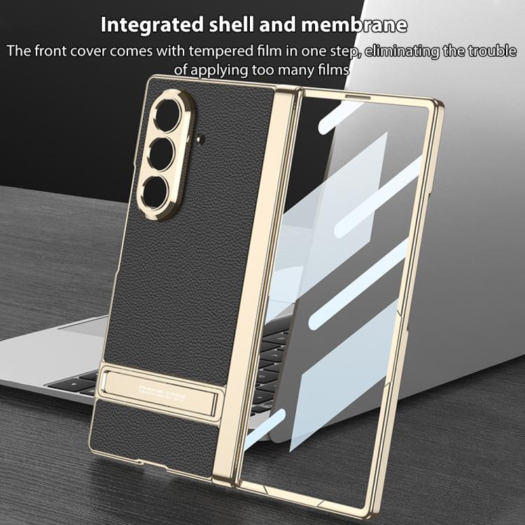 Funda de cuero magnética Triumph Phantom integrada GKK con soporte para Samsung Galaxy Z Fold7 5G (gris titanio)