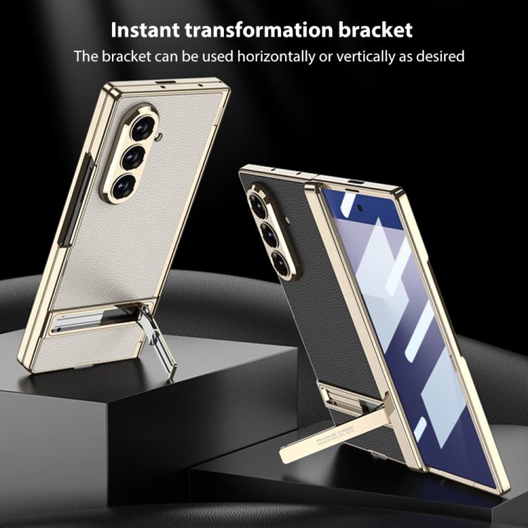 Funda de cuero magnética Triumph Phantom integrada GKK con soporte para Samsung Galaxy Z Fold7 5G (gris titanio)