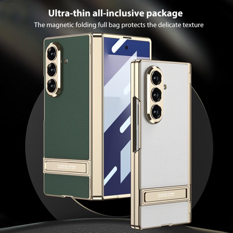 Funda de cuero magnética Triumph Phantom integrada GKK con soporte para Samsung Galaxy Z Fold7 5G (gris titanio)