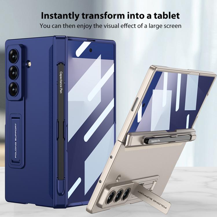 Funda plegable magnética GKK para Samsung Galaxy Z Fold7 5G con ranura para bolígrafo (gris)