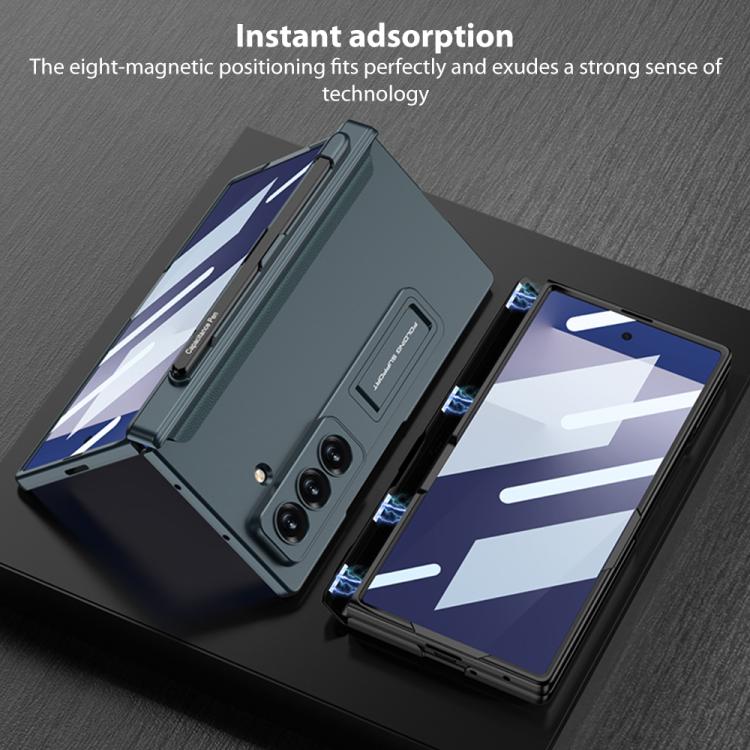 Funda plegable magnética GKK para Samsung Galaxy Z Fold7 5G con ranura para bolígrafo (plateada)