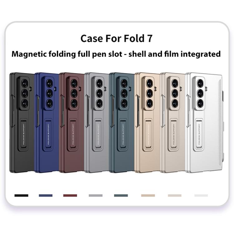 Funda plegable magnética GKK para Samsung Galaxy Z Fold7 5G con ranura para bolígrafo (verde)