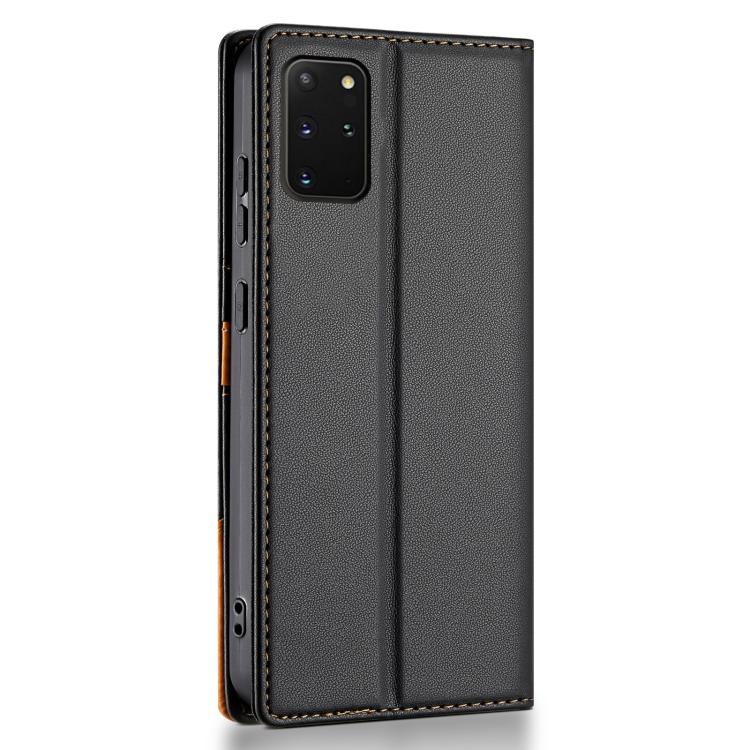 Funda de cuero con tapa magnética y costuras RFID para Samsung Galaxy S20 FE N.BEKUS P3 (negra)