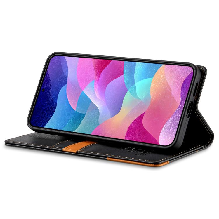 Funda de cuero con tapa magnética y costuras RFID para Samsung Galaxy S20 FE N.BEKUS P3 (negra)