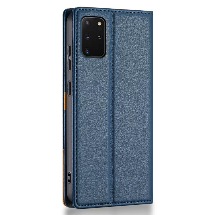 Funda de cuero con tapa magnética y costuras RFID para Samsung Galaxy S20 FE N.BEKUS P3 (azul)