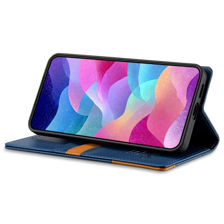 Funda de cuero con tapa magnética y costuras RFID para Samsung Galaxy S20 FE N.BEKUS P3 (azul)