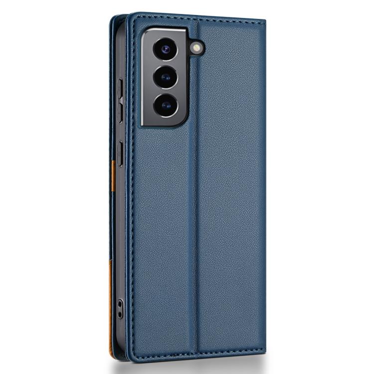 Funda de cuero con tapa magnética y costuras RFID para Samsung Galaxy S22 5G N.BEKUS P3 (azul)