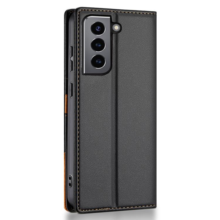 Funda de cuero con tapa magnética y costuras RFID para Samsung Galaxy S22+ 5G N.BEKUS P3 (negra)