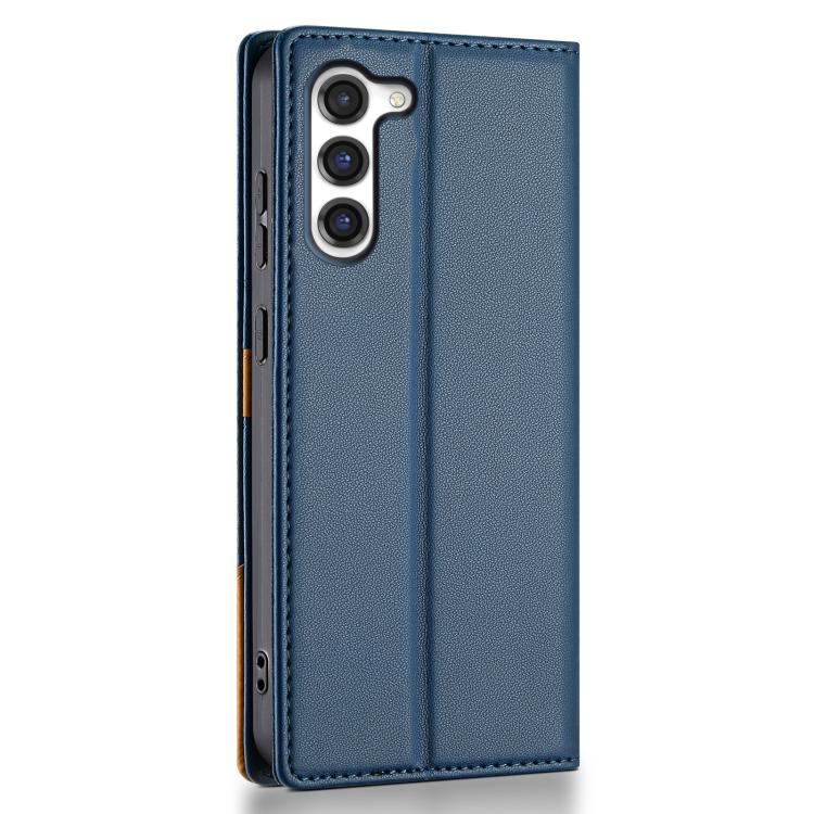 Funda de cuero con tapa magnética y costuras RFID para Samsung Galaxy S23+ 5G N.BEKUS P3 (azul)