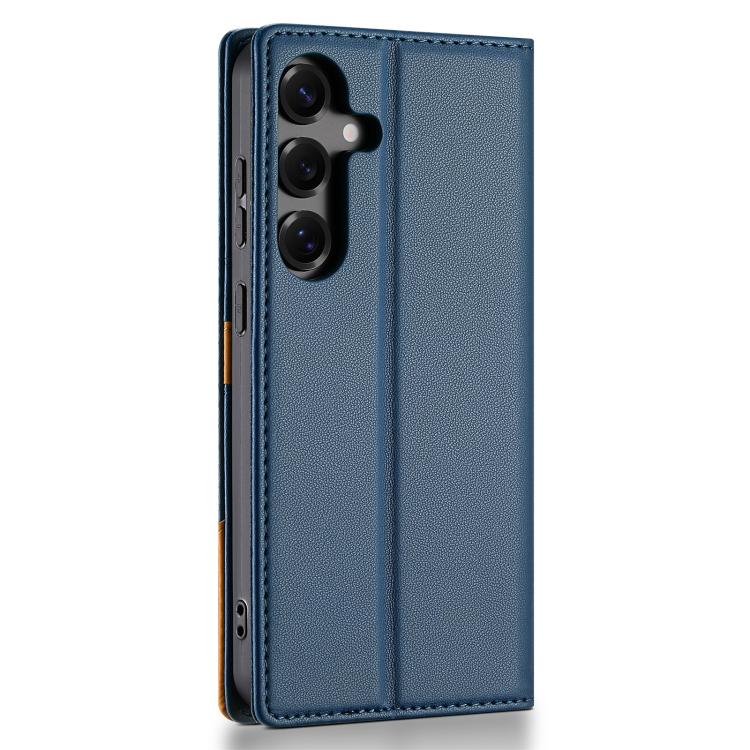 Funda de cuero con tapa magnética y costuras RFID para Samsung Galaxy S23 FE 5G N.BEKUS P3 (azul)
